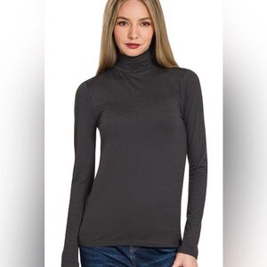 Zenana Premium Microfiber Mock Neck Top